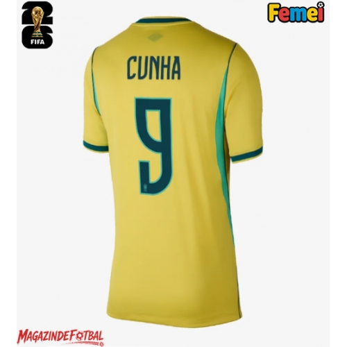 Brazilia Matheus Cunha #9 Echipament de Fotbal Replică Mondial 2026 Femei Acasa Brazilia Matheus Cunha #9 Echipament de Fotbal Replică Mondial 2026 Femei Acasa